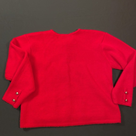 Vintage Tally-Ho women Red Valentines Day cardigan sweater size large 2 pockets - Picture 2 of 9